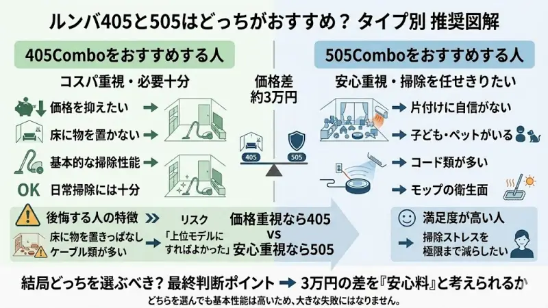 ルンバ405と505はどっちがおすすめ?