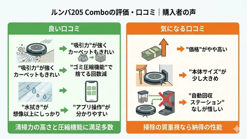 ルンバ205 Comboの評価・口コミ