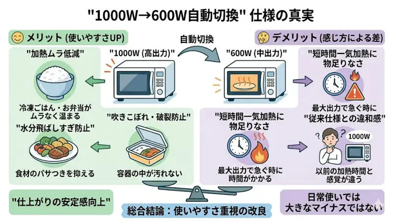 1000W→600W仕様はメリット?デメリット?