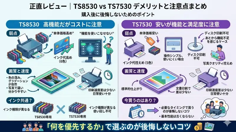 高機能なTS8530ですが、いくつか注意点もあります。