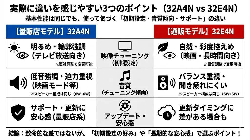 実際に違いを感じやすい3つのポイント