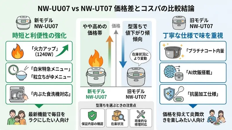 NW-UU07(新モデル):やや高めの価格帯
NW-UT07(旧モデル):型落ちで値下がり傾向