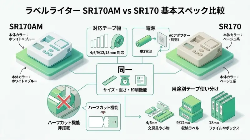 SR170AMとSR170のスペック比較