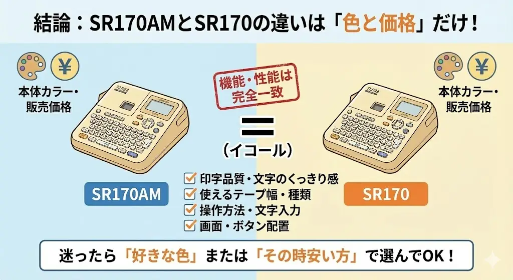 結論｜SR170AMとSR170の違いは「色と価格」だけ