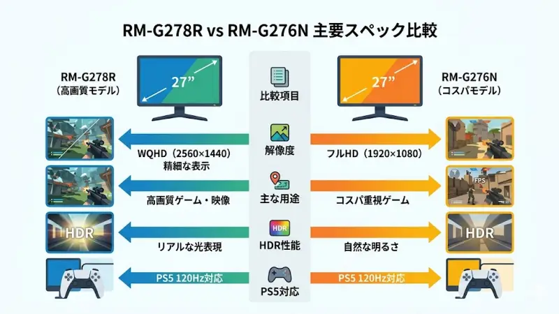RM-G278RとRM-G276Nの主要スペック比較