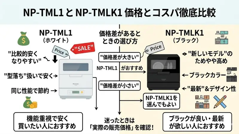 NP-TML1とNP-TMLK1は基本性能がほぼ同じため、価格差がある場合はコストパフォーマンスが判断材料になります。