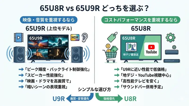 65U8Rと65U9Rはどちらを選ぶべき?