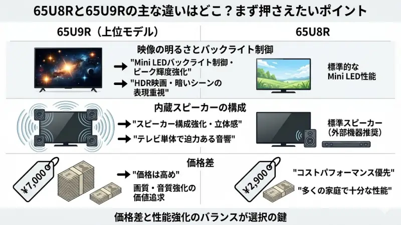 65U8Rと65U9Rの主な違いはどこ?まず押さえたいポイント