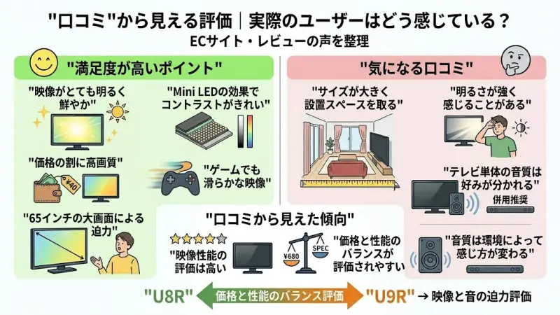テレビを選ぶときはスペックだけでなく、実際に使っている人の口コミも参考になります。