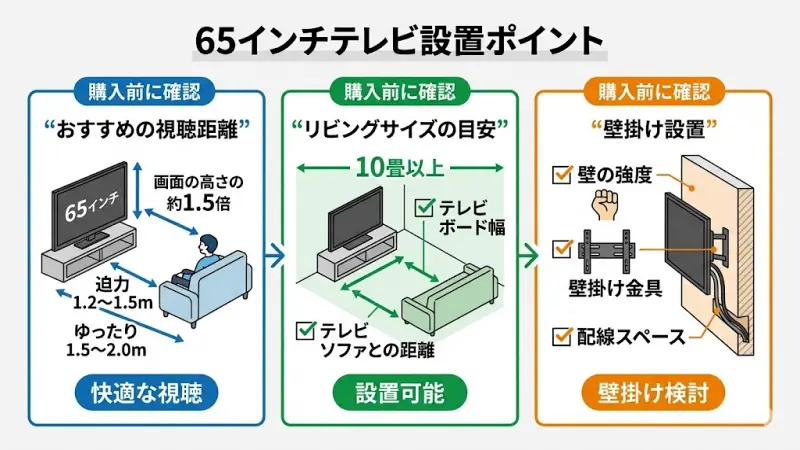 65インチテレビは大きすぎる?購入前に確認しておきたい設置ポイント