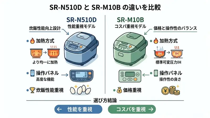 SR-N510DとSR-M10Bの違いをまず結論から解説