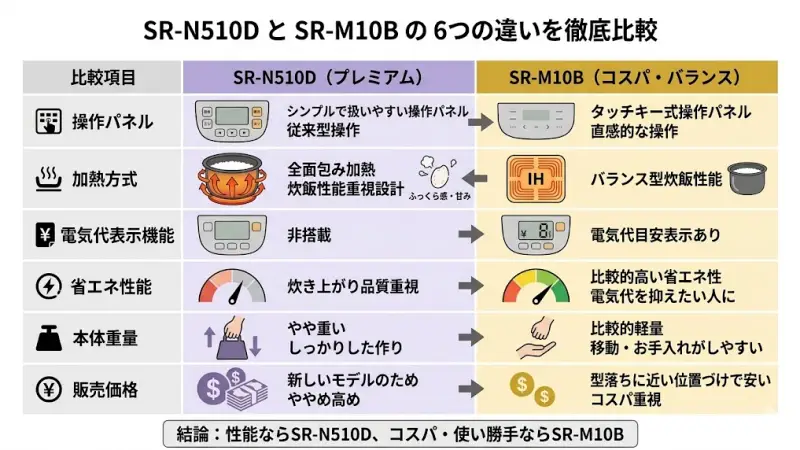 SR-N510DとSR-M10Bの主な違いを詳しく解説