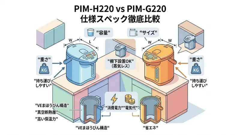 PIM-H220とPIM-G220の仕様スペックを比較