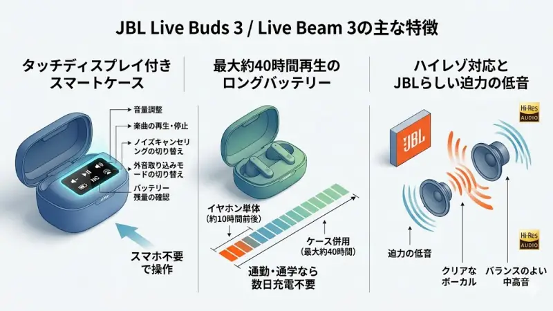 JBL Live Buds 3 / Live Beam 3の特徴をまずチェック
