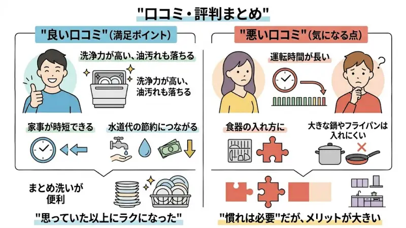 NP-60MS8SとNP-60MS8Wに共通する評価を中心に、リアルな声をまとめました。