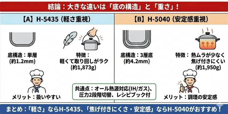 H-5435とH-5040の大きな違い