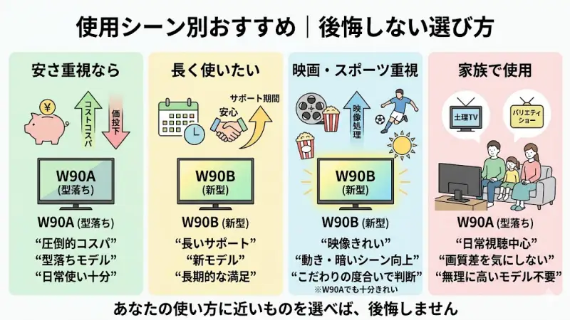 安さ重視ならどっち？

結論は、W90A一択です。