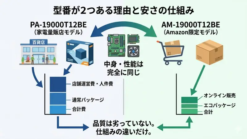PA-19000T12BEとAM-19000T12BEは 中身・性能ともに完全に同じ製品です。