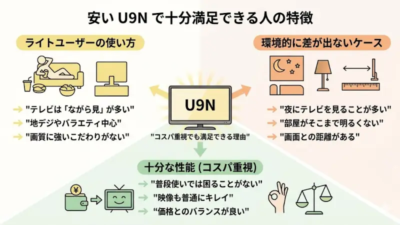 U9Nで十分満足できるライトユーザーの視聴環境と使い方の特徴まとめ