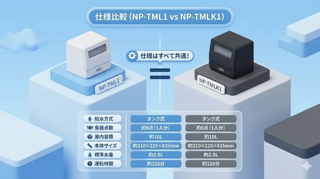 NP-TML1とNP-TMLK1の仕様を比較