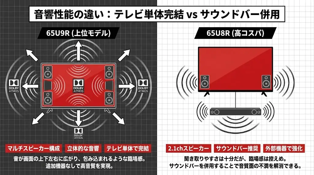 音響性能の違い｜テレビ単体で完結するのはどっち？