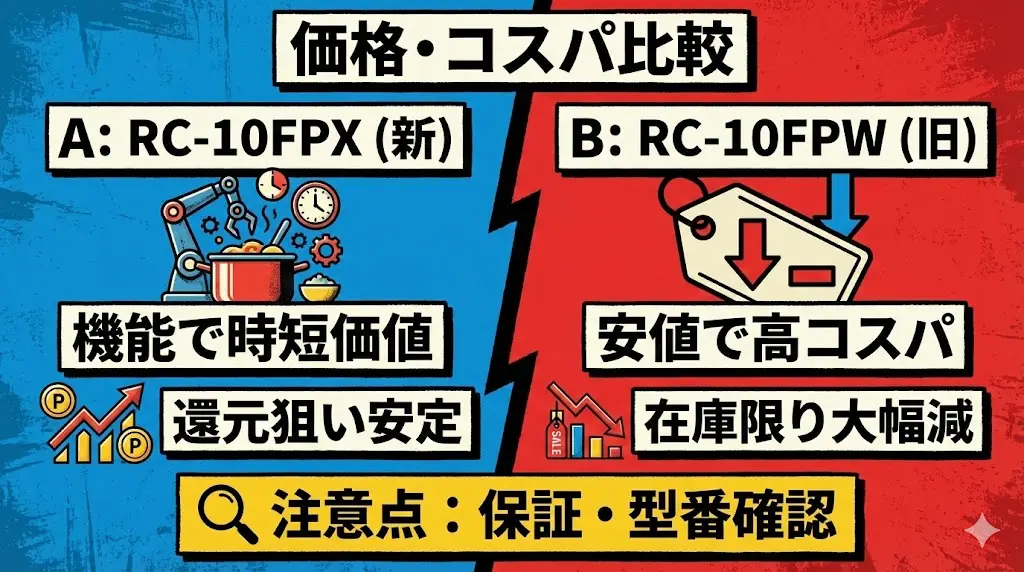 RC-10FPXとRC-10FPWで迷う理由として多いのが、 「価格差に見合う価値があるのか」という点です。