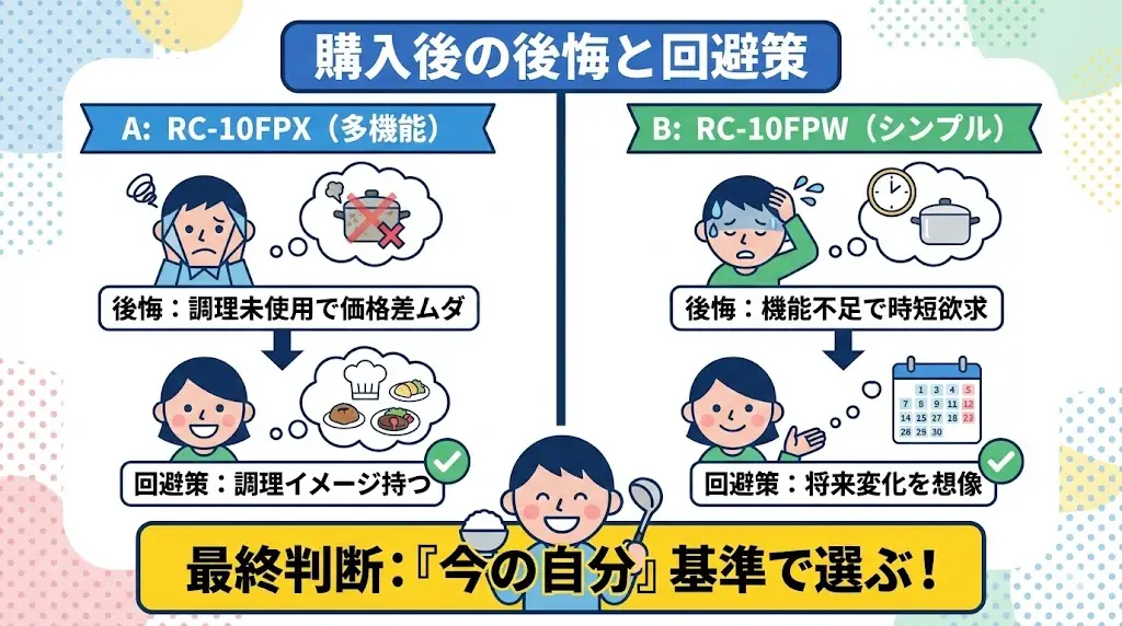 RC-10FPX／RC-10FPWはどちらも評価の高い炊飯器ですが、 選び方を間違えると「思っていたのと違った…」と感じてしまうことがあります。