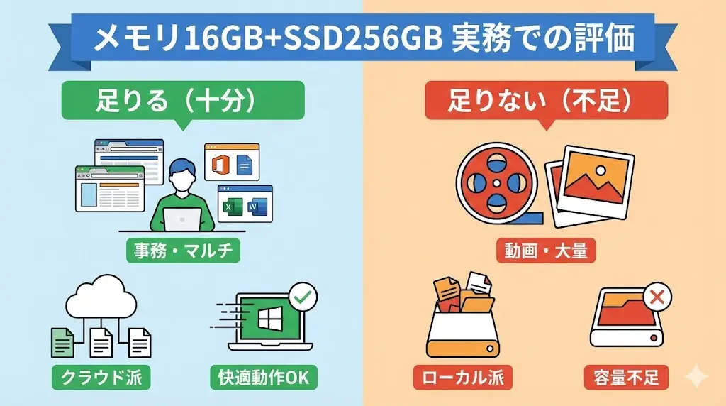 メモリ16GB＋SSD 256GB構成は足りる？｜実務目線で解説