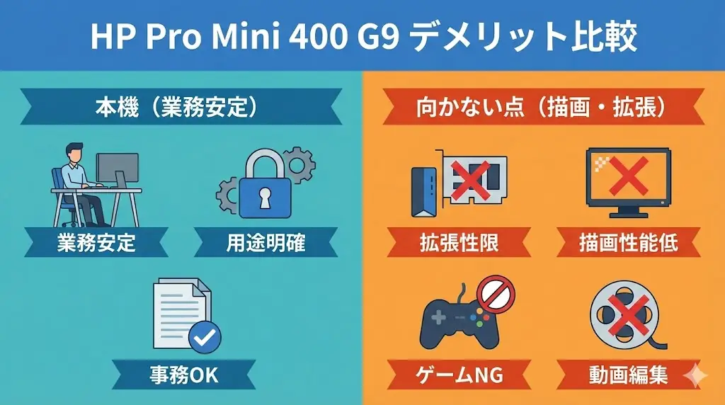 HP Pro Mini 400 G9の注意点・デメリット
