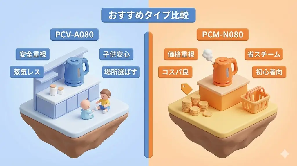 PCV-A080とPCM-N080はどっちがおすすめ？