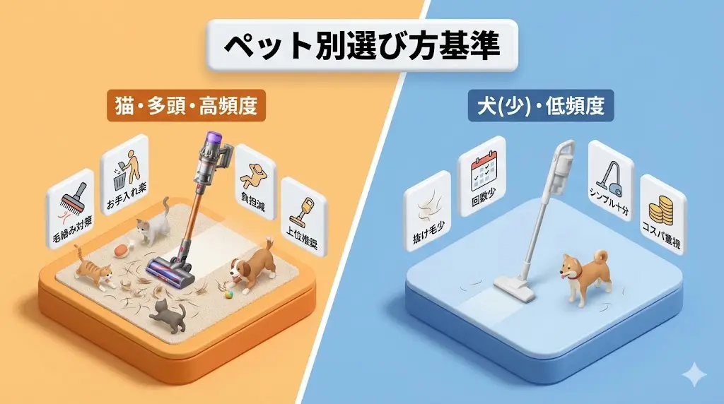 ペットの種類別｜おすすめモデルの考え方