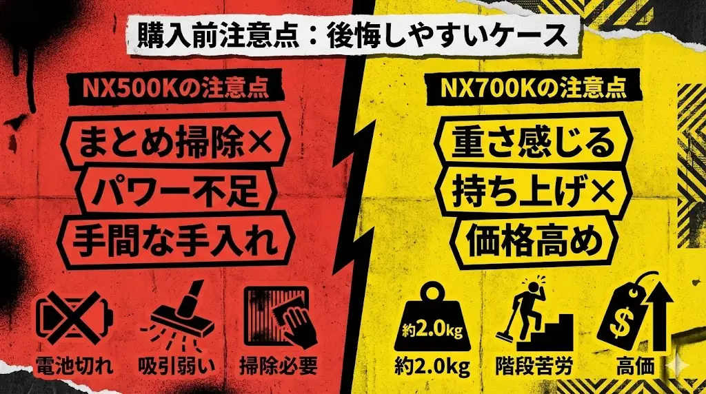 MC-NX500Kを選ぶと後悔しやすいケース