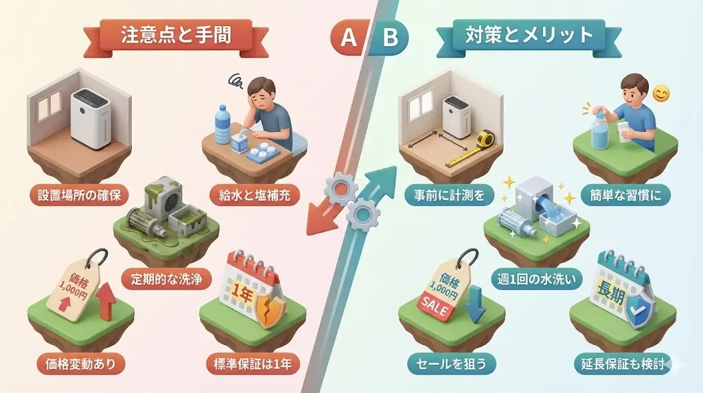 特にF-MV6000Cは本体サイズが大きめなので、購入前に設置スペースを測っておくことを強くおすすめします。