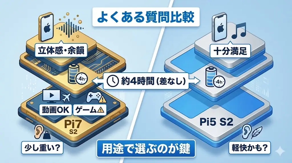Piシリーズは、S2世代で細かな改良が積み重ねられています。 ここでは、初代のPi7 / Pi5からPi7 S2・Pi5 S2へと進化した主なポイントを整理します。