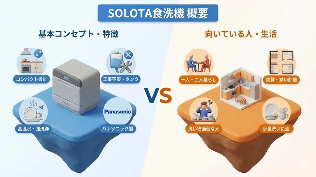 SOLOTA食洗機 NP-TML1とは？どんな人向けの食洗機？