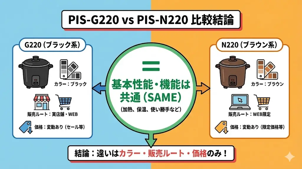 PIS-G220とPIS-N220の違いは何？【結論】