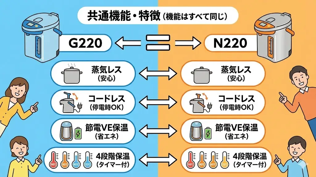 PIS-G220とPIS-N220の共通機能・特徴