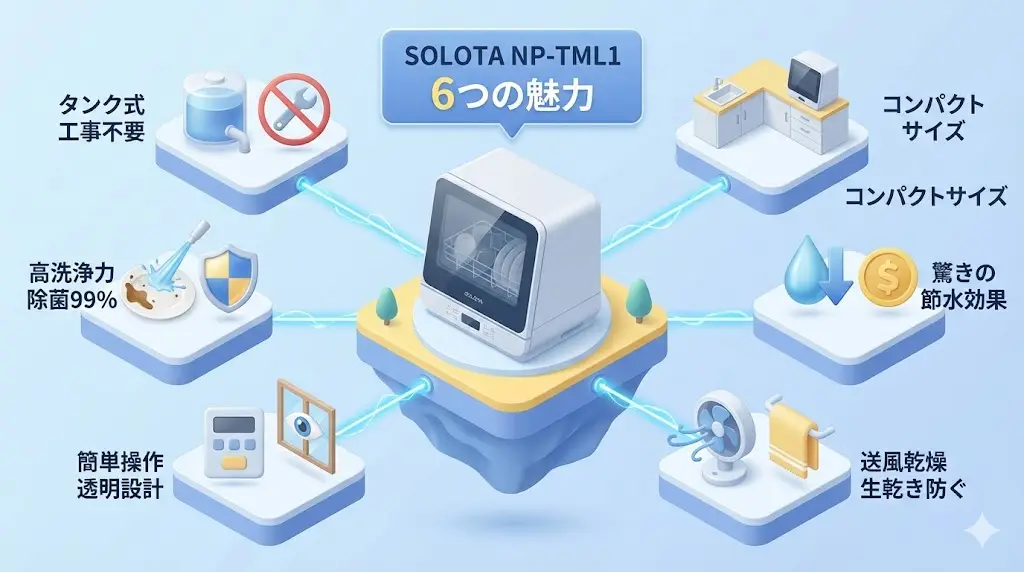 SOLOTA食洗機 NP-TML1の特徴・魅力