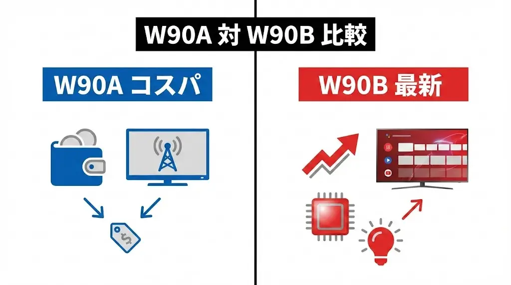 結論から知りたい人向け｜W90AとW90Bの違いはここ