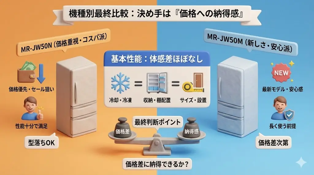 機種別の違いを徹底比較：MR-JW50N vs MR-JW50M