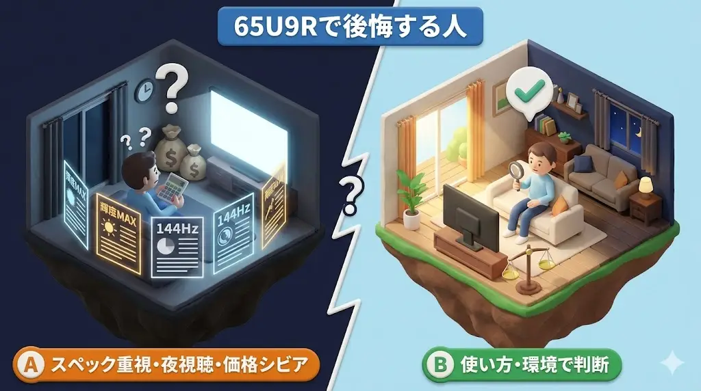 65U9Rは高性能なモデルですが、誰にとっても“正解”になるわけではありません。