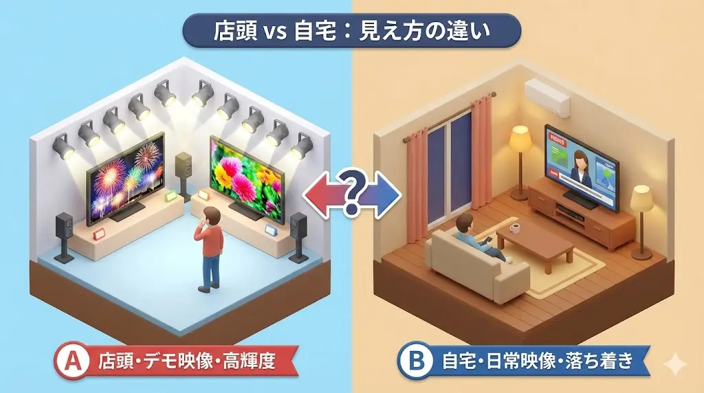 家電量販店で65U9Rを見ると、「明らかにこっちの方がキレイ」と感じる人は少なくありません。