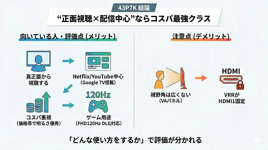 43P7Kは“正面視聴×配信中心”ならコスパ最強クラス