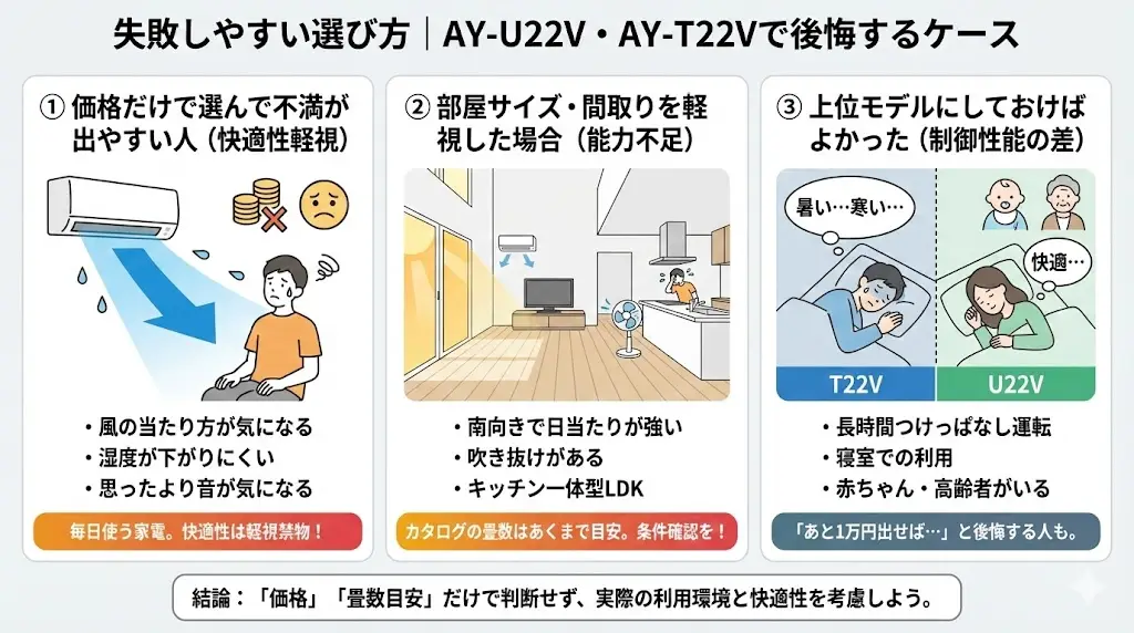AY-U22V・AY-T22Vで後悔するケース