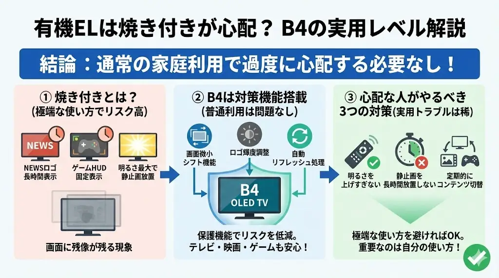 OLED55B4PJAとEJAの違いは？▽有機ELは焼き付きが心配？B4の実用レベル解説