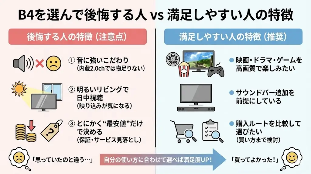 OLED55B4PJAとEJAは優秀なモデルですが、全員にとって完璧なテレビではありません。