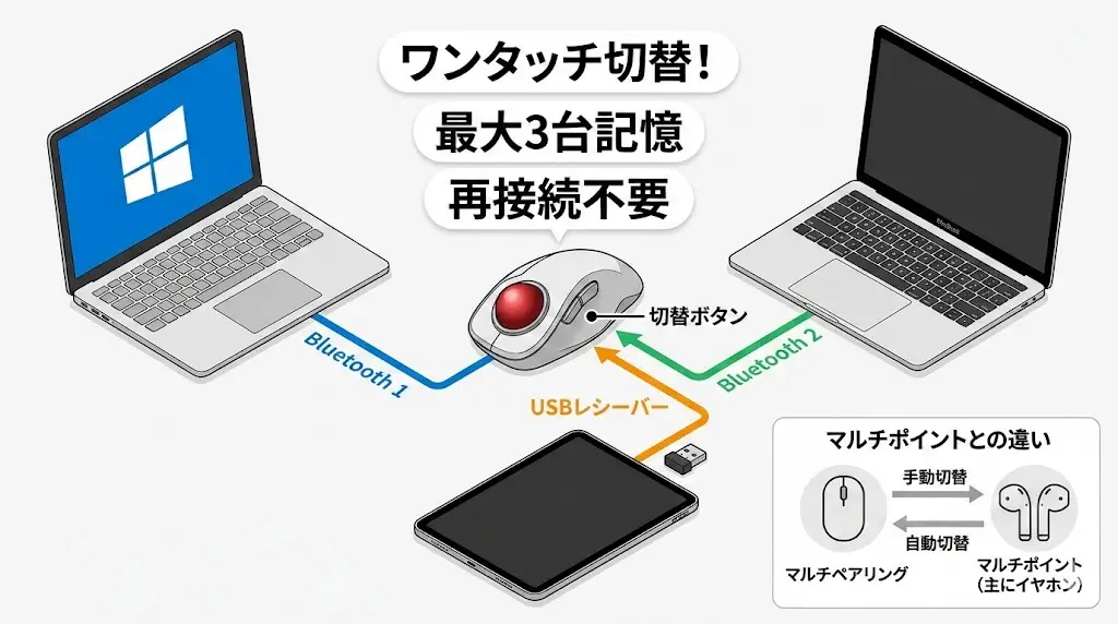 マルチペアリング対応トラックボールマウスとは？