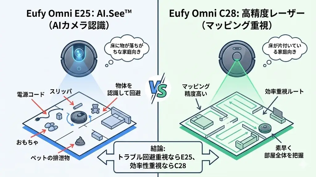 E25だけの機能「AI.See™」はカメラで物体を認識して回避
