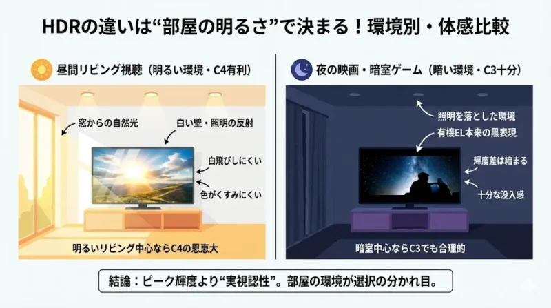 LG C4とC3HDRの違いは“明るい部屋”でこそ差が出る
