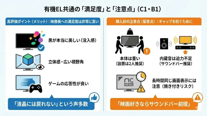 C1とB1有機ELの満足度は高い。ただし注意点もある